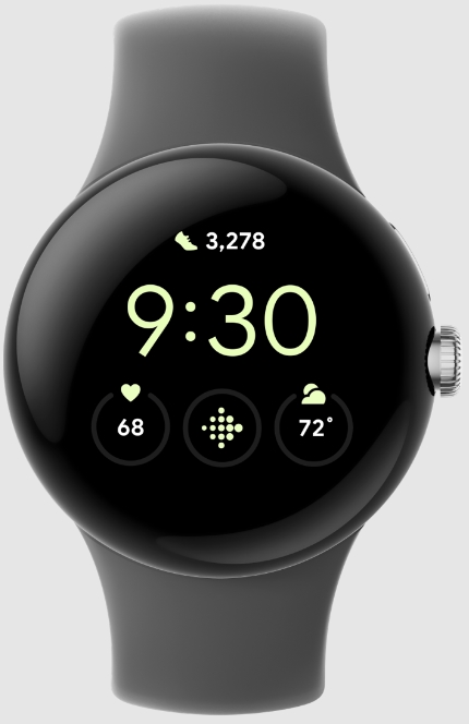 Умные часы Google Pixel Watch 4G+BT/WiFi Polished Silver/Charcoal band