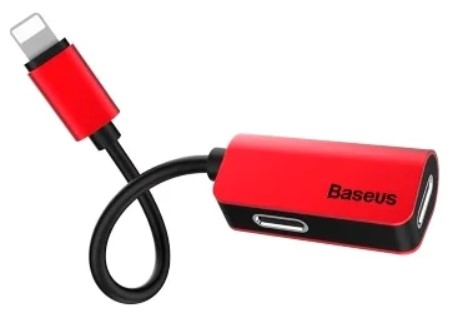 Аудио-адаптер Baseus CALL37-91 iP Male to iP+iP Female Adapter L37 Red (Красный)