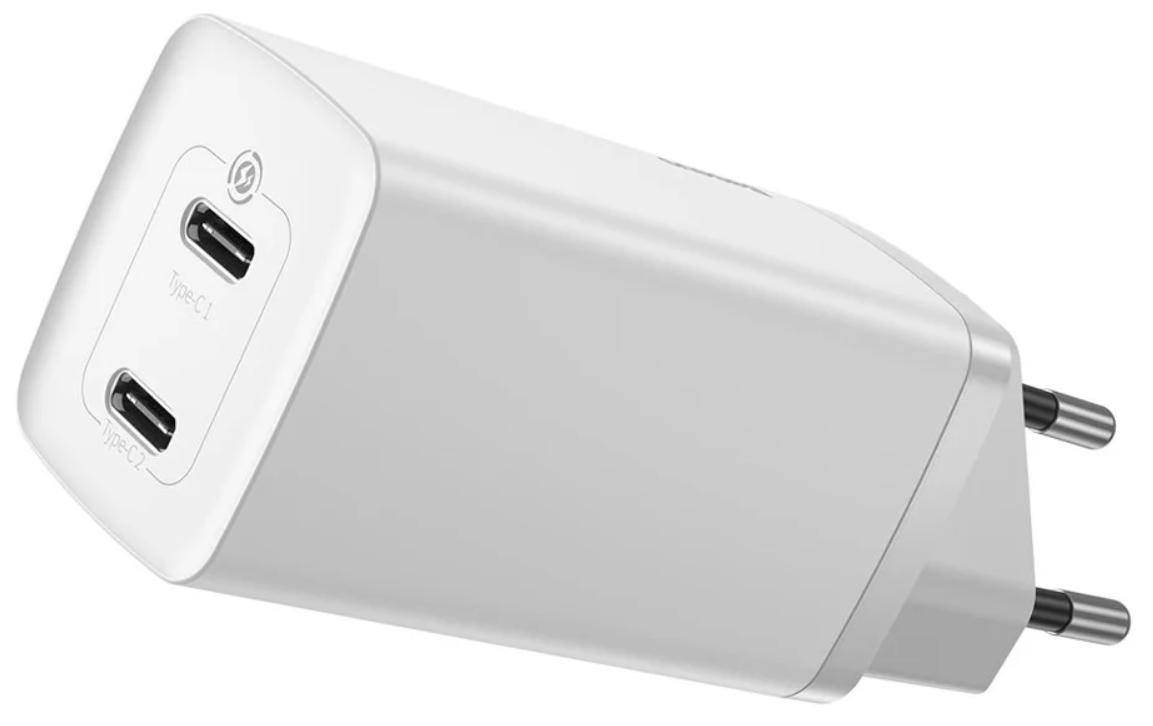 Сетевая зарядка Baseus GaN2 Lite Quick Charger C+C (USB Type-C x2) 65W EU (CCGAN2L-E02) White (Белый)