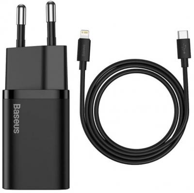 Сетевая зарядка Baseus Super Si Quick Charger with Type-C/Lightning Cable (TZCCSUP-B01) Black (Черный)