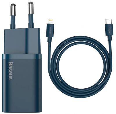 Сетевая зарядка Baseus Super Si Quick Charger with Type-C/Lightning Cable (TZCCSUP-B03) Blue (Синий)