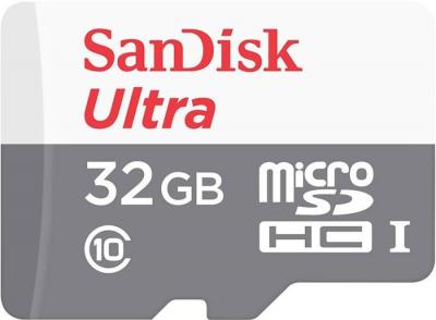 Карта памяти SanDisk Micro SDHC Ultra 32GB Class 10 Переходник в комплекте (SDSQUNB-032G-GN3MA)