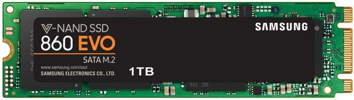 SSD Накопитель Samsung 860 EVO, 1 000Gb, M.2 2280, SATA III, SSD (MZ-N6E1T0BW)