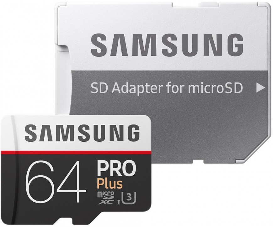Карта памяти Samsung Micro SDHC PRO Plus 64GB Class 10 Переходник в комплекте (MD64DA/RU)