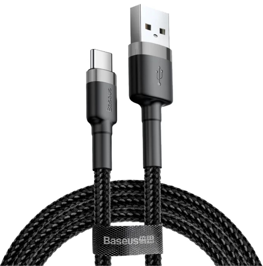 Кабель Type-C Baseus CATKLF-UG1 Cafule Cable USB For Type-C 2A 3м Black/Gray (Черный/Серый)