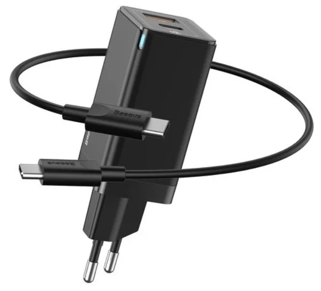 Сетевая зарядка Baseus GaN Mini Quick Charger C+U ( CCGAN-Q01) Black (Черный)