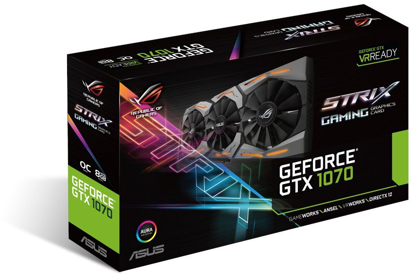 Видеокарта Asus GeForce GTX 1070 STRIX-GTX1070-O8G-GAMING, 8Gb, GDDR5