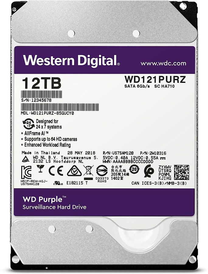 Жесткий диск Western Digital Purple WD121PURZ, , 3.5", SATA III, HDD (WD121PURZ)