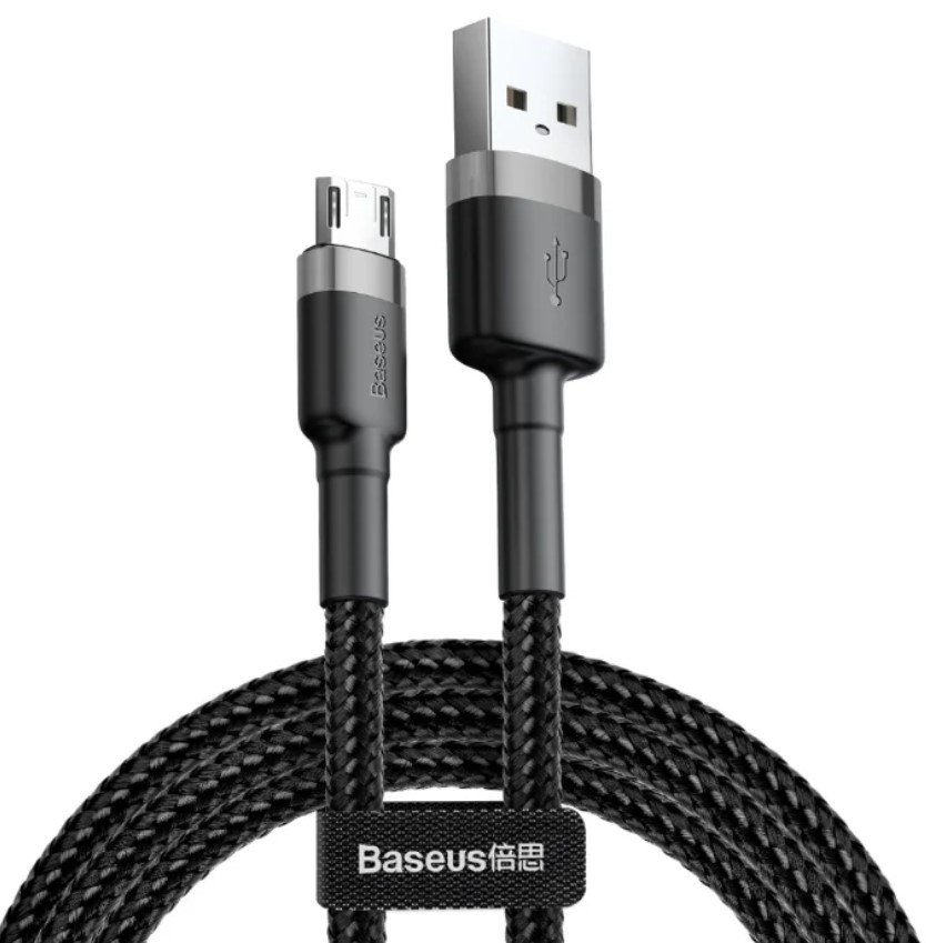 Кабель Micro USB Baseus CAMKLF-CG1 Cafule USB - microUSB 2м Black/Gray (Черный/Серый)