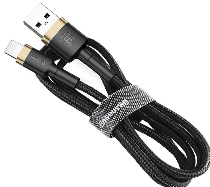 Кабель Lightning Baseus CALKLF-BV1 Cafule Cable USB For Lightning 2.4А 1м Black/Gold (Черный/Золотистый)