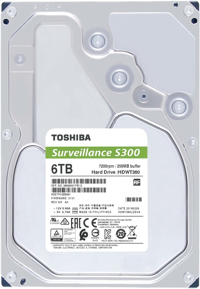 Жесткий диск Toshiba S300 HDWT360UZSVA, 6Tb, 3.5", SATA III, HDD (HDWT360UZSVA)