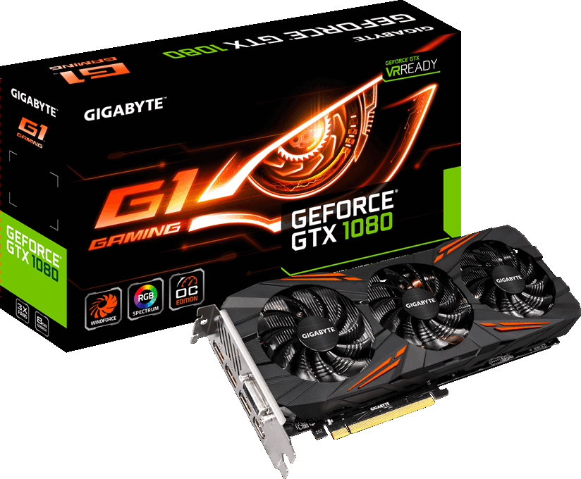Видеокарта Gigabyte GeForce GTX 1080 GeForce GTX 1080, 8Gb, GDDR5X (GV-N1080G1 GAMING-8GD)