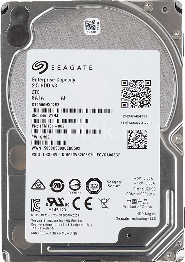 Жесткий диск Seagate Enterprise Capacity ST2000NX0253, 2Tb, 2.5", SATA III, HDD (ST2000NX0253)