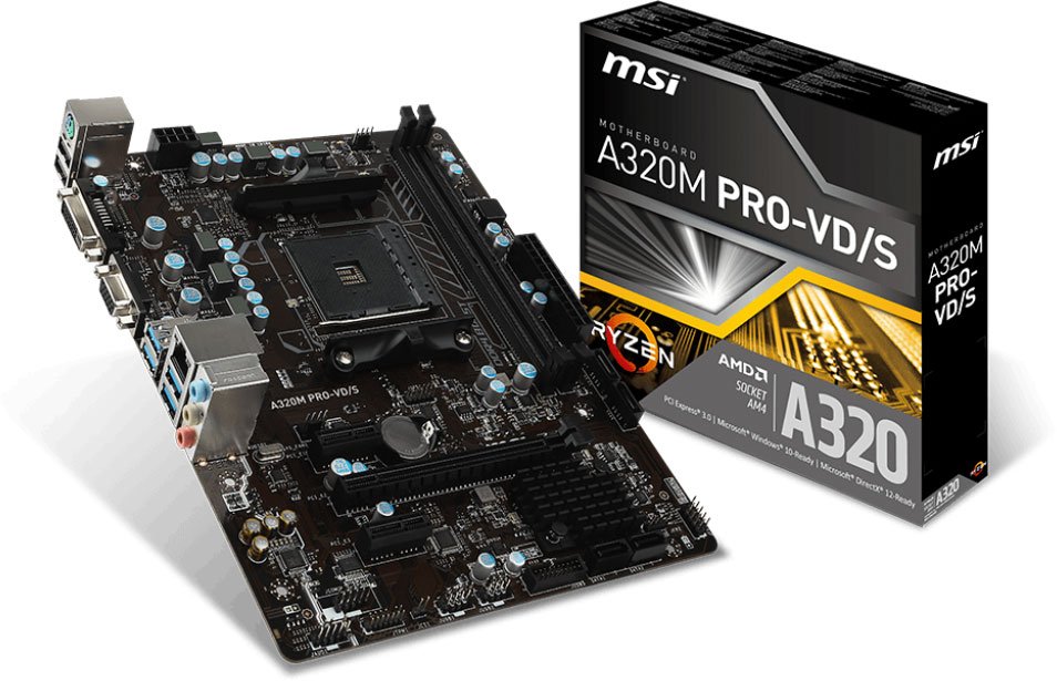 Материнская плата MSI A320M PRO-VD/S, mATX, Retail