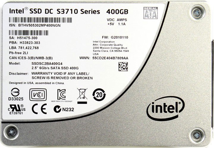 SSD Диск Intel DC S3710, 400Gb, 2.5", SATA III, SSD (SSDSC2BA400G401)