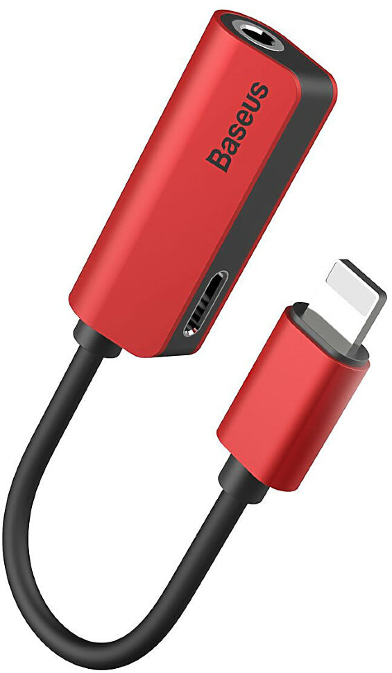 Аудио-адаптер Baseus L32 CALL32-09 Lightning Male to Female Lightning + 3.5 мм Red (Красный)