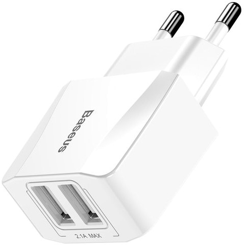 Сетевая зарядка Baseus Mini Dual-U Charger 2.1 A (CCALL-MN02) White (Белый)