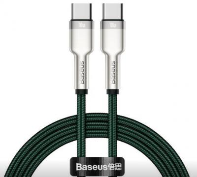 Кабель Type-C Baseus Cafule Series Metal Data Cable Type-C to Type-C 100W 2m (CATJK-D06) Green (Зеленый)