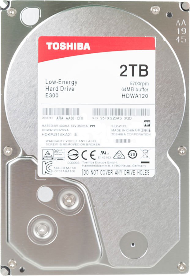 Жесткий диск Toshiba E300 HDWA120EZSTA, 2Tb, 3.5", SATA III, HDD (HDWA120EZSTA)