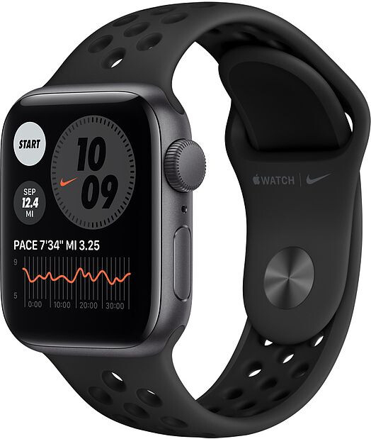 Умные часы Apple Watch SE GPS 40mm Aluminum Case with Nike Sport Band Black (Серый космос/Антрацитовый/чёрный)