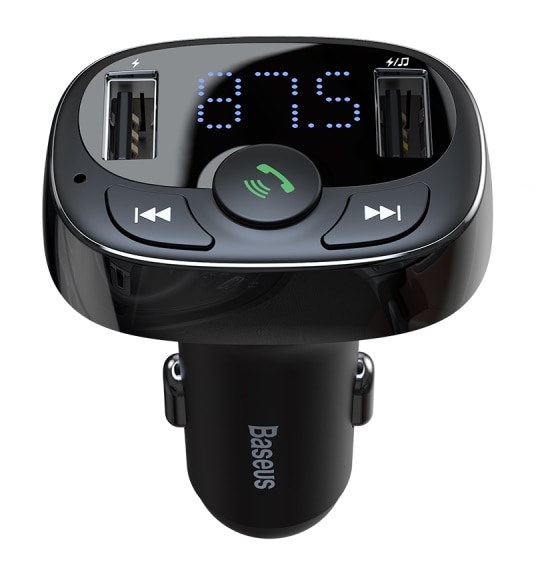 Автомобильная зарядка Baseus T typed Bluetooth MP3 charger with car holder (Standard edition) CCTM-01 Black (Черный)