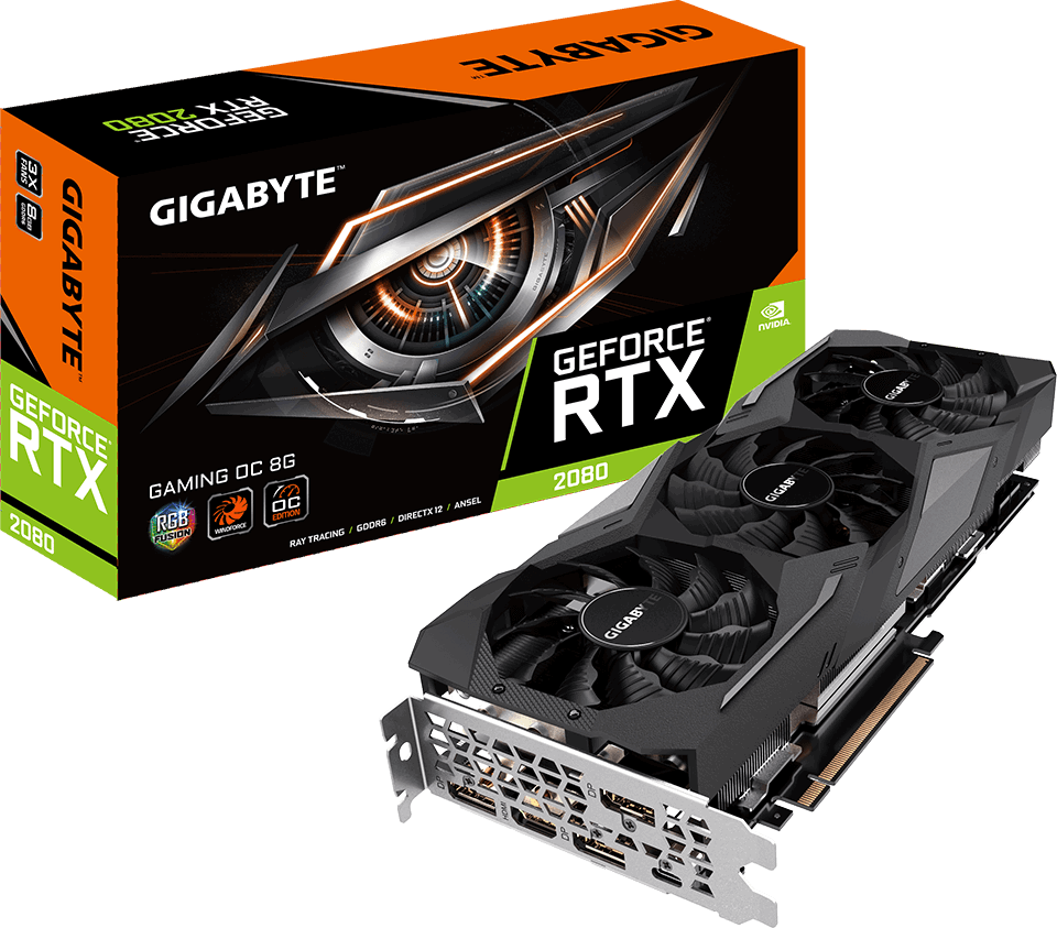 Видеокарта Gigabyte GeForce RTX 2080 nVidia GeForce RTX 2080, 8Gb, GDDR6 (GV-N2080GAMING OC-8GC)