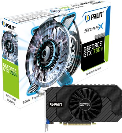 Видеокарта PALIT GeForce GTX 750Ti GeForce GTX 750 Ti StormX OC, 2Gb, GDDR5 (NE5X75TSHD41-1076F)