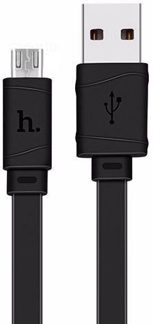 Кабель Micro USB Hoco X5 Bamboo 1м Black Плоский