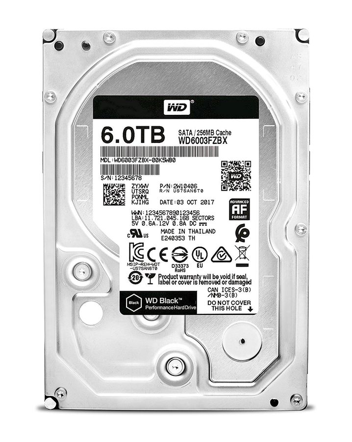 Жесткий диск Western Digital Black WD6003FZBX, 6Tb, 3.5", SATA III, HDD (WD6003FZBX)