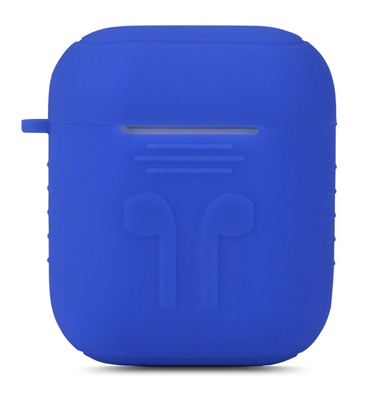 Силиконой чехол с карабином для Apple AirPods Светло-синий