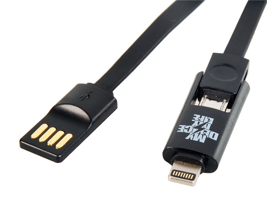 Кабель USB Remax 2 в 1 1м Black Плоский