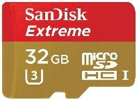 ����� ������ SanDisk Micro SDXC Extreme 600X 32GB Class 10 ���������� � ��������� (SDSQXNE-032G-GN6M