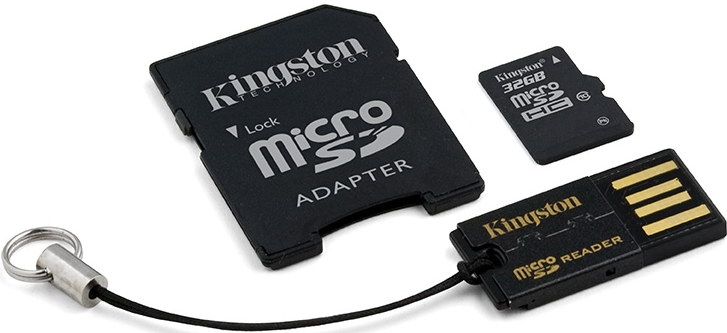 Карта памяти Kingston Micro SDHC 32GB Class 4 Переходник в комплекте (MBLY4G2/32GB)