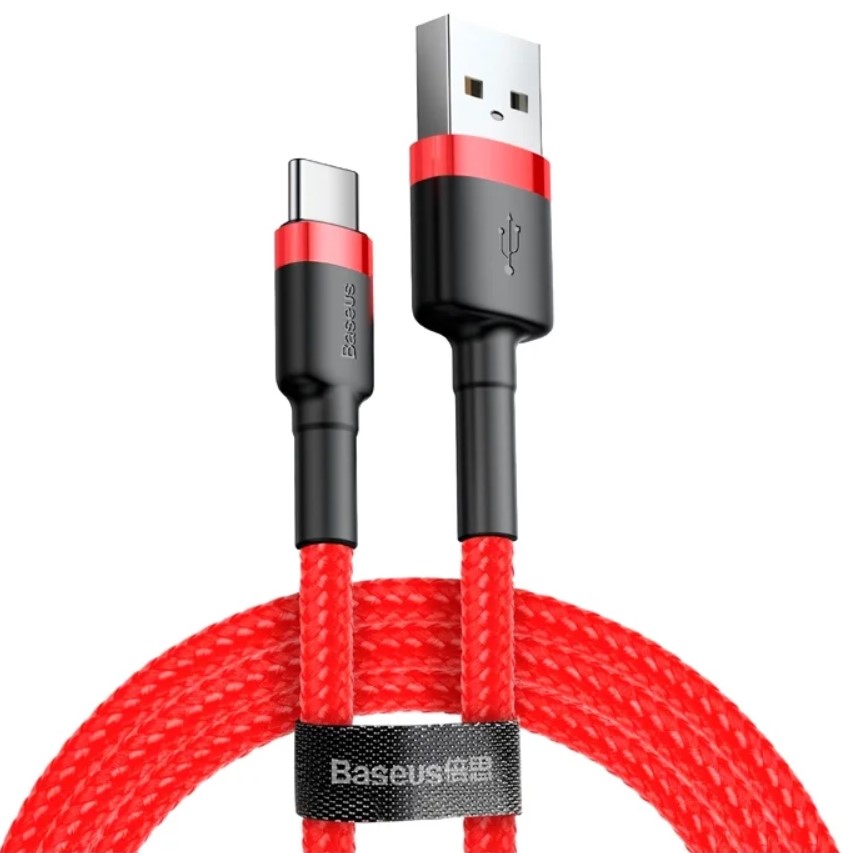 Кабель Type-C Baseus CATKLF-A09 Cafule Cable USB For Type-C 3A 0,5м Red (Красный)