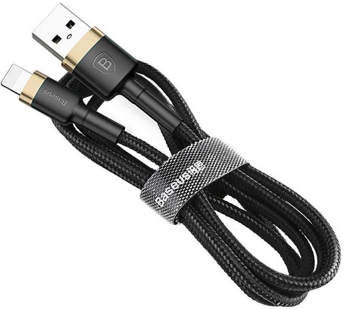 Кабель Lightning Baseus CALKLF-CV1 Cafule Cable USB For Lightning 1.5А 2м Black/Gold (Черный/Золотистый)