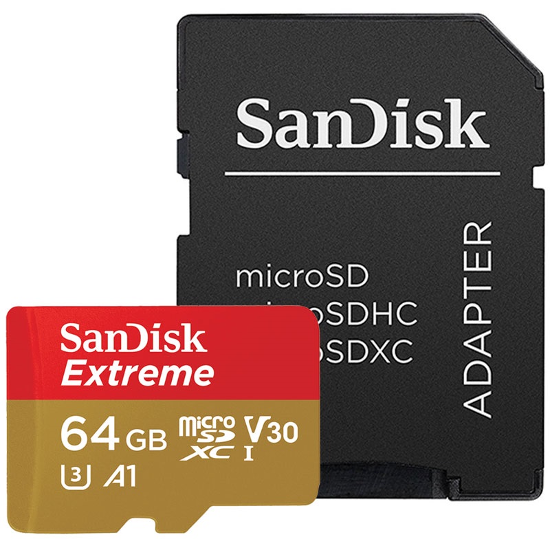 Карта памяти SanDisk Micro SDXC Extreme 64GB Class 10 Переходник в комплекте (SDSQXAF-064G-GN6MA)