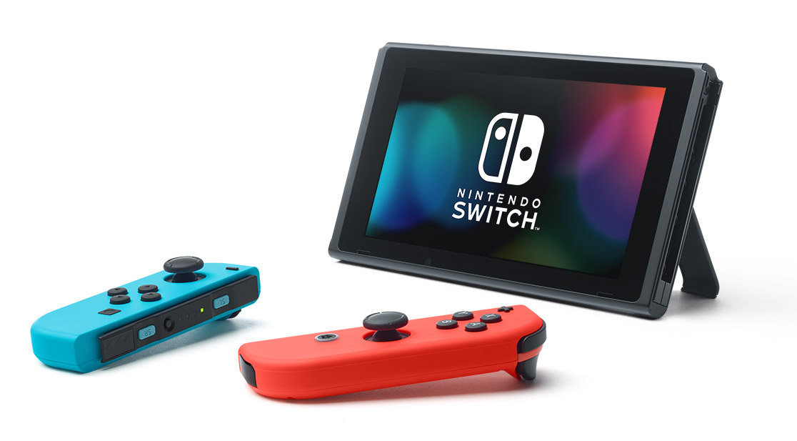 Игровая приставка Nintendo Switch Neon Red/Neon Blue + Super Mario Odyssey & Rocket League