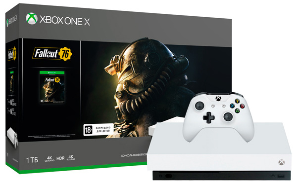 Игровая приставка Microsoft Xbox One X 1ТБ + игра Fallout 76 Белый