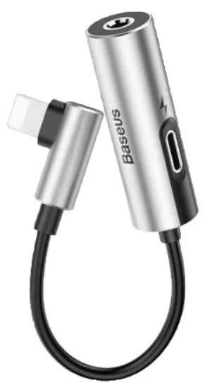 Аудио-адаптер Baseus CALL42-S1 L42 IP Male to 3.5mm+IP Female Adapter Silver (Серебристый)