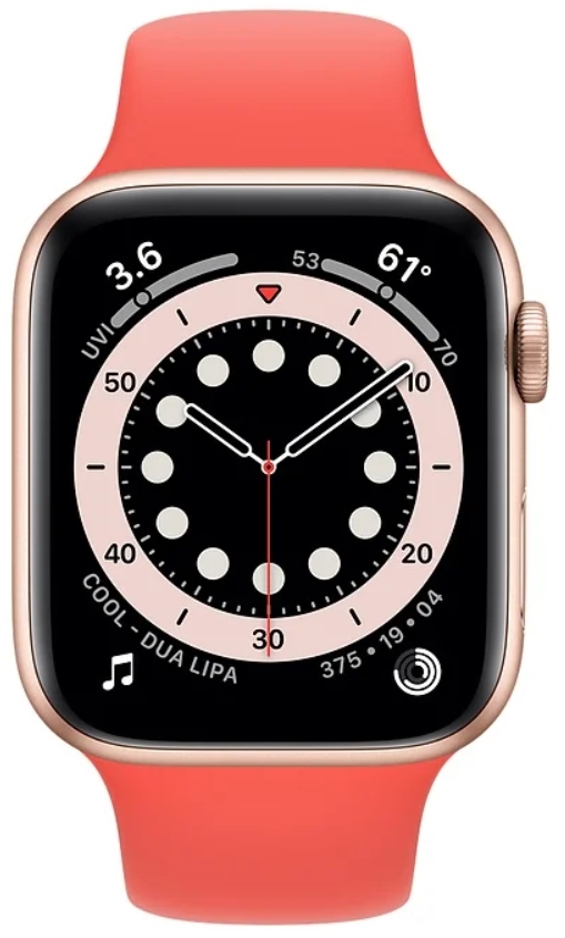 Умные часы Apple Watch Series 6 GPS 44mm Aluminum Case with Sport Band Pink (Золотистый/розовый цитрус)