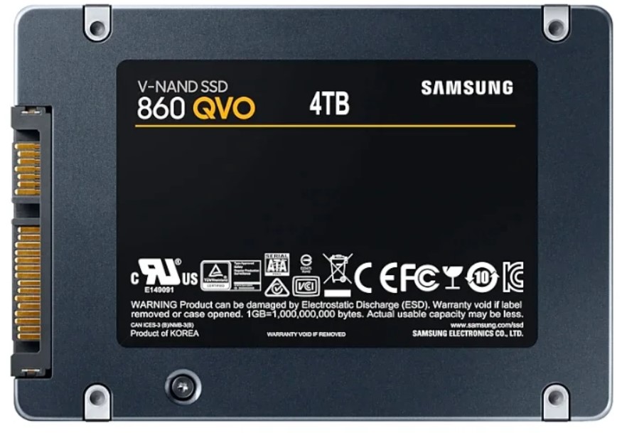 SSD Накопитель Samsung 860 QVO, 4 000Gb, 2.5", SATA III, SSD (MZ-76Q4T0BW)