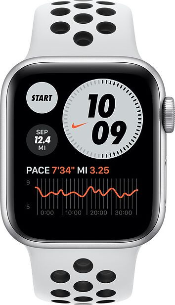 Умные часы Apple Watch SE GPS 40mm Aluminum Sport with Nike Sport Band Silver (Серебристый/Чистая платина/чёрный)